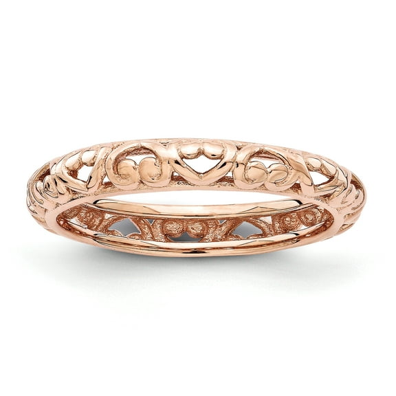 Sterling Silver Pink-Plated Carved Ring