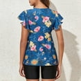 thumbnail image 6 of Feimerou Womens Tankini Bathing Suits Modest Tummy Two Piece Swimsuits Flowy Ruffer Sleeve Floral Printed Swimsuit with Boyshorts, 6 of 9