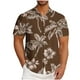 thumbnail image 1 of Blusa y camisa de manga corta con cuello vuelto para hombre, informal, a la moda, con estampado de bolsillo y botones, de poliéster., 1 of 5