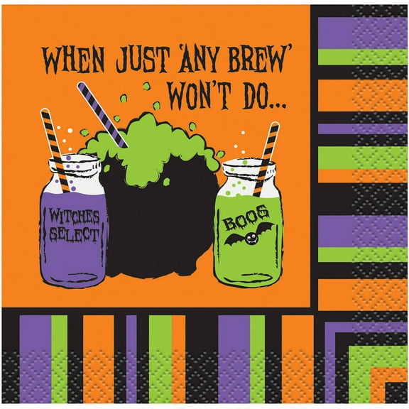 Any Brew Won’t Do Halloween Paper Cocktail Napkins, 5 in, 16ct