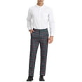 thumbnail image 2 of INSPIRE CHIC Men's Dress Pant Flat Front Stretch Business Plaid Pants, 2 of 6