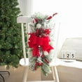 thumbnail image 4 of laqbezok 24" Christmas Swag Wreath, Elegant Pink Berry Holiday Decor with Red Bow, Green Pine Garland for Christmas and Holiday Celebrations, Perfect Seasonal Outdoor Decoration, 4 of 12