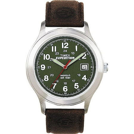 Timex Men's Expedition Metal Field Watch, Brown Leather Strap