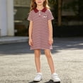 thumbnail image 5 of Spazoro Girls Cute Dresses, Short Sleeve Striped Soft & Comfy Collared Casual A-Line Dress for School Wine Size 7-8 Years, 5 of 6