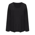 thumbnail image 6 of Aboser Plus Size Tops for Women Long Sleeve Basic Tees Oversized Scoop Neck T-Shirts Casual Solid Color Tee Shirt Loose Fit Comfy Tshirt Top Black XXXXXL, 6 of 7
