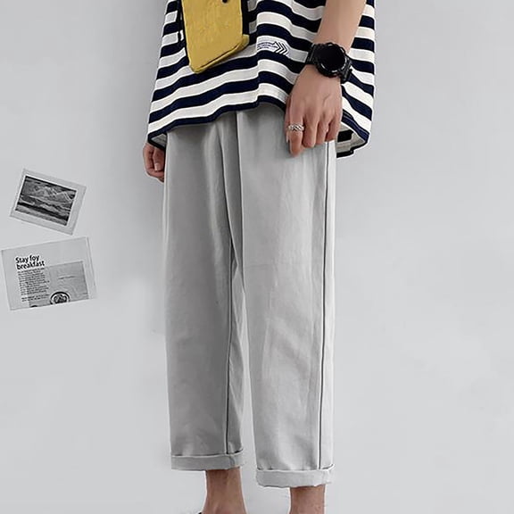 YUNAFFT Pants for Men Clearance Mens Casual Fitness Bodybuilding Pocket Solid Color Loose Length Sports Pants Trousers