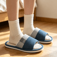 thumbnail image 5 of IEMIEMIEM Linen Slippers for Men Japanese Style Summer House Slippers Indoor Lightweight Open Toe Bathroom Slides Soft Sole Sandals for Home 9 wide, 5 of 6