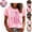 Pink, variant on Mfakffe Breast Cancer Shirts for Women October Breast Cancer Awareness Short Sleeve Tee Pink Ribbon Print Crew Neck Casual T-Shirt for Breast Cancer Support