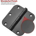 thumbnail image 3 of 48 Pack Rounded Matte Black Door Hinges 3.5" x 3.5 Inch 5/8" Radius Interior 3 1/2 Inch TDCHINGES, 3 of 6