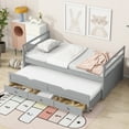 thumbnail image 2 of Twin Size Bed with Headboard, Footboard, Trundle and Three Storage Drawers, Twin Size Pine Wood Bed with Headboard, Footboard,Grey, 2 of 9