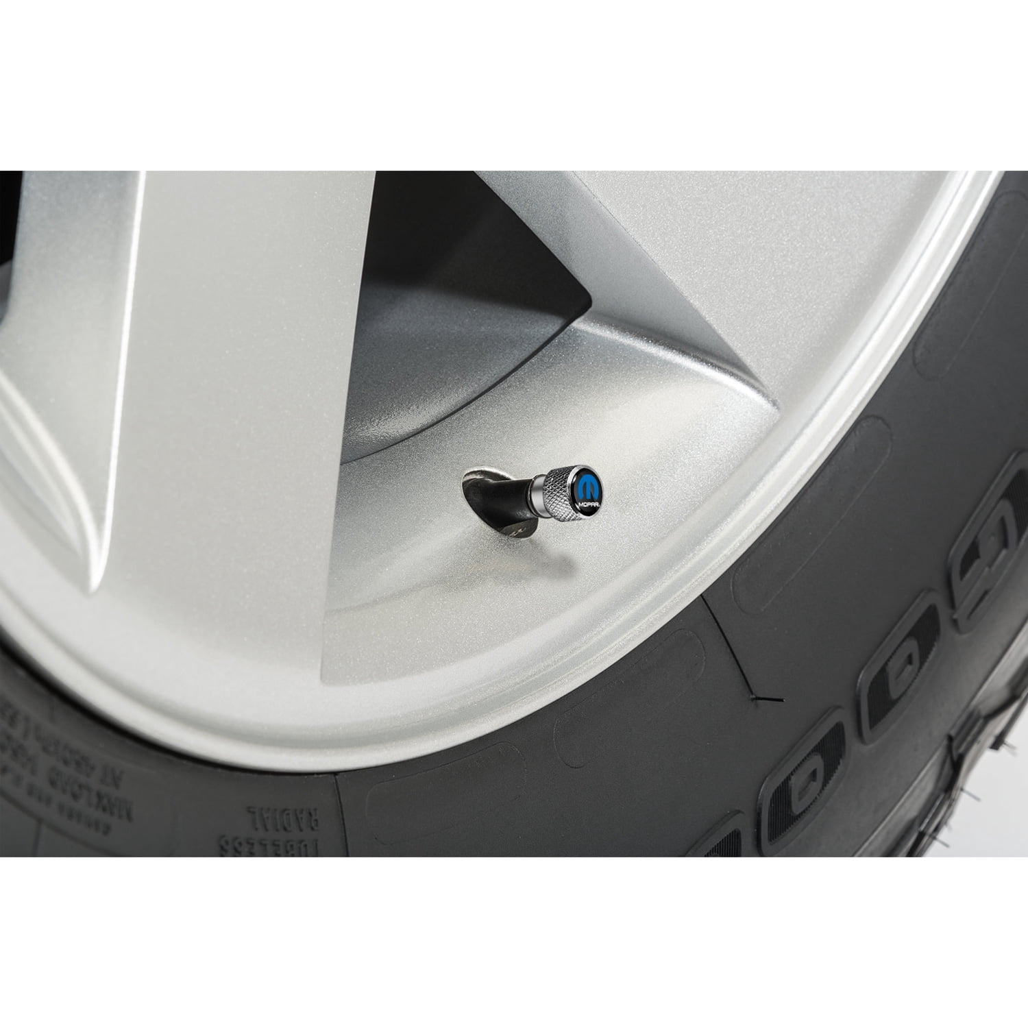 Chrysler Logo in Black on Shining Silver Aluminum Tire Valve Stem Caps
