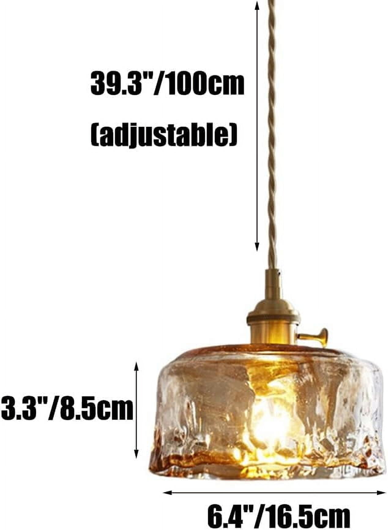 Japanese Style Mini Glass Pendant Lighting for Above Sink, Small Amber Rustic Pendant Light Fixture for Bedside, Retro Farmhouse Pendant Light, Simple Vintage Pendant Lamp for Kitchen Island