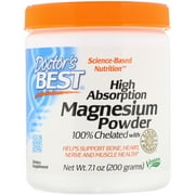 (2 Pack) Doctor's Best High Absorption Magnesium Powder, 100% Chelated TRACCS, Not Buffered, Headaches, Sleep, Energy, Leg Cramps. Non-GMO, Vegan, Gluten Free, 200G