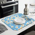thumbnail image 3 of Floral Kitchen Dish Drainer Pad with Daisy Pattern Microfiber Drying Mat Absorbent Foldable Rack Pad for Counter 16x18 Inch, 3 of 7