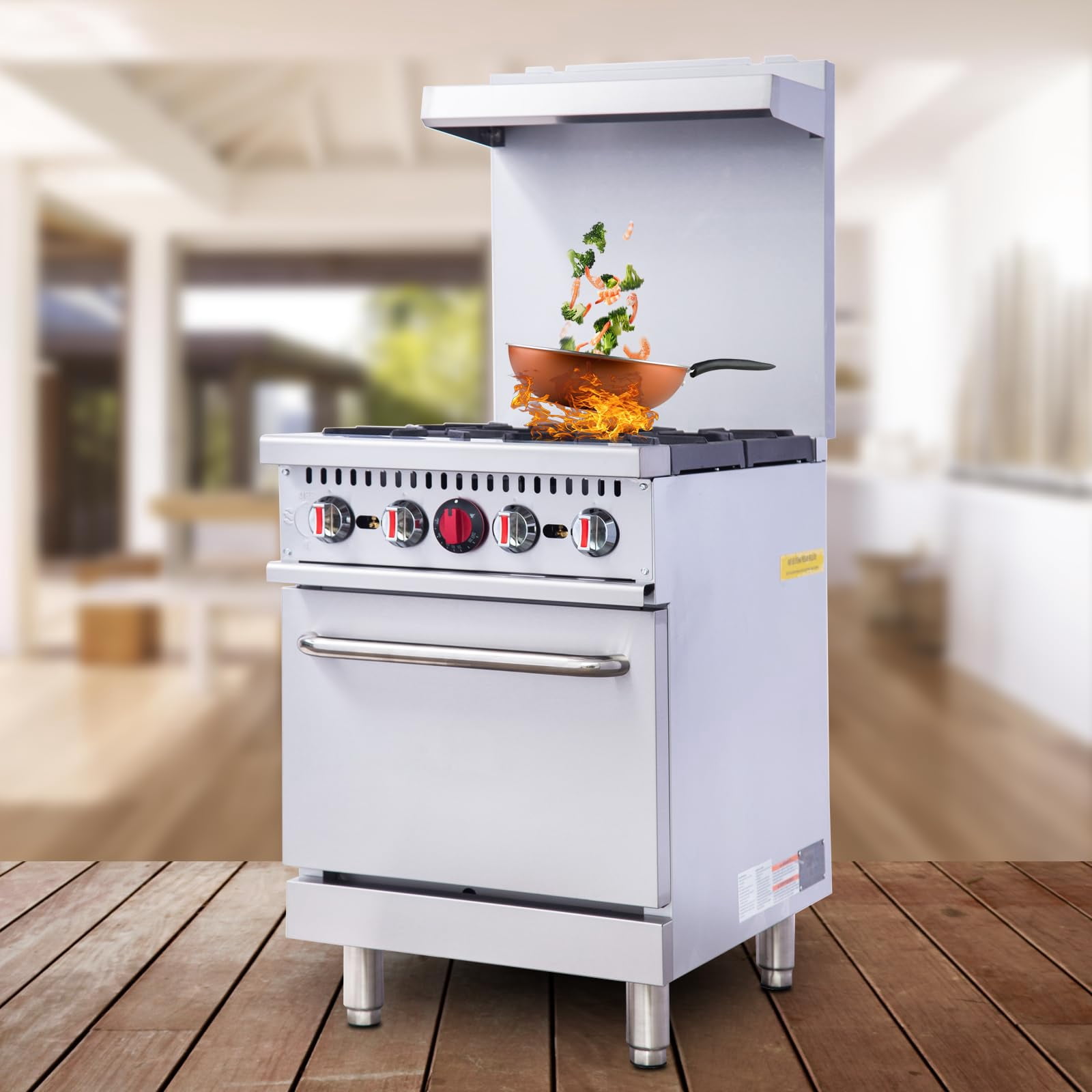 Hakka 24" Gas Range Stove With 4 Powerful Burners For Commercial Kitchens