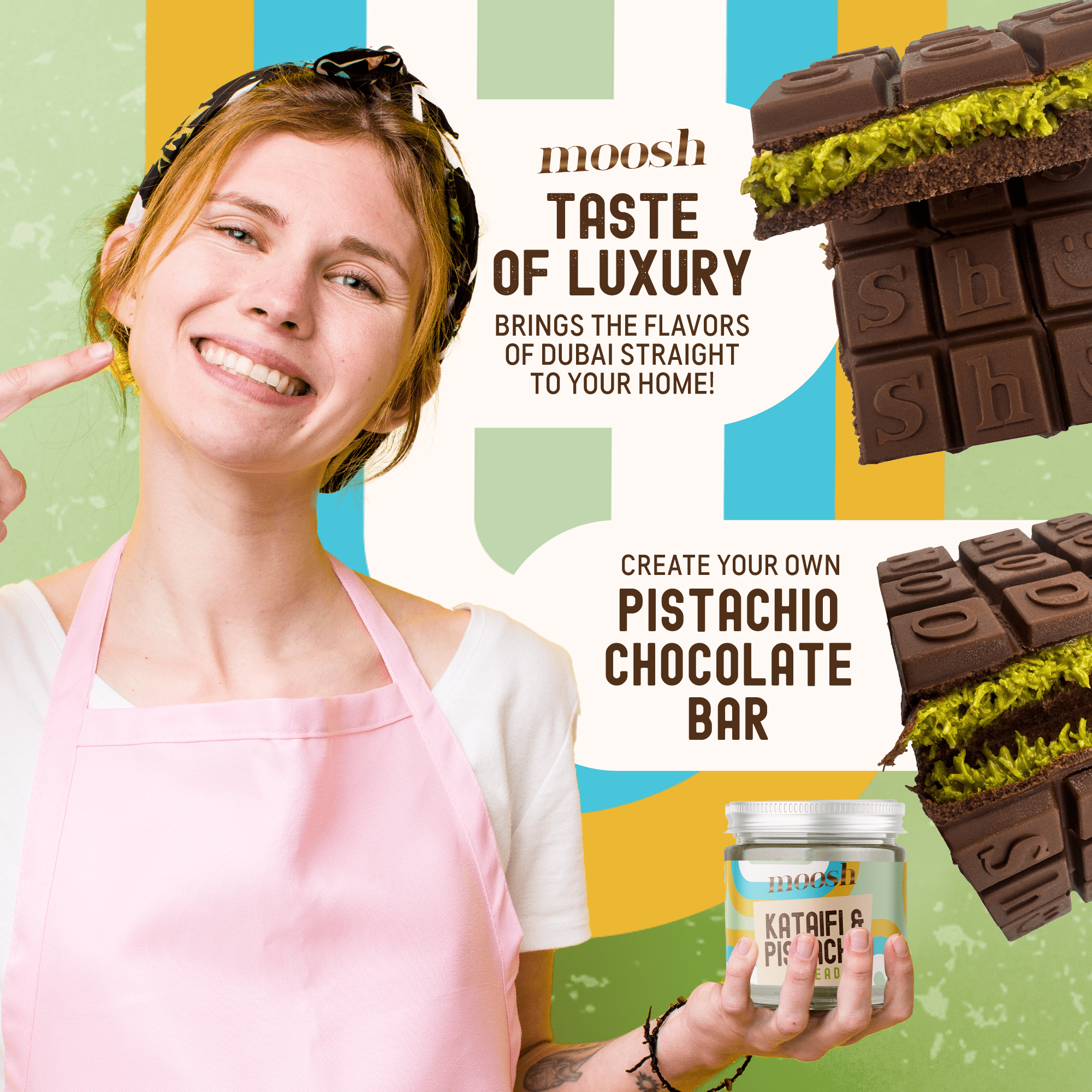 Moosh Dubai Chocolate Bar Filling – Viral Pistachio & Kataifi Spread for Desserts, Toast, and Candy Making (12 oz)
