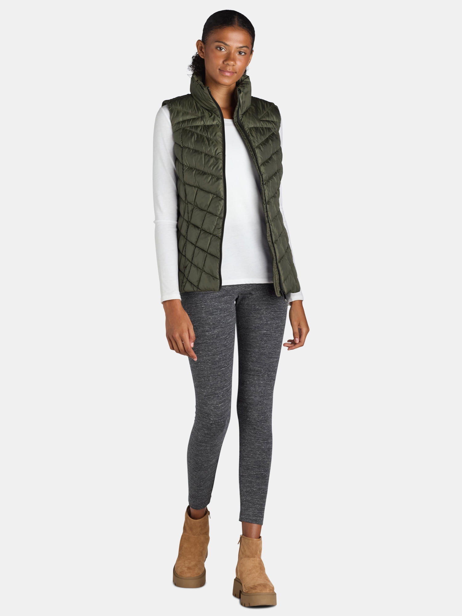 Big Chill Women's Chevron Quilted Puffer Vest, Midweight, Sizes S-3X