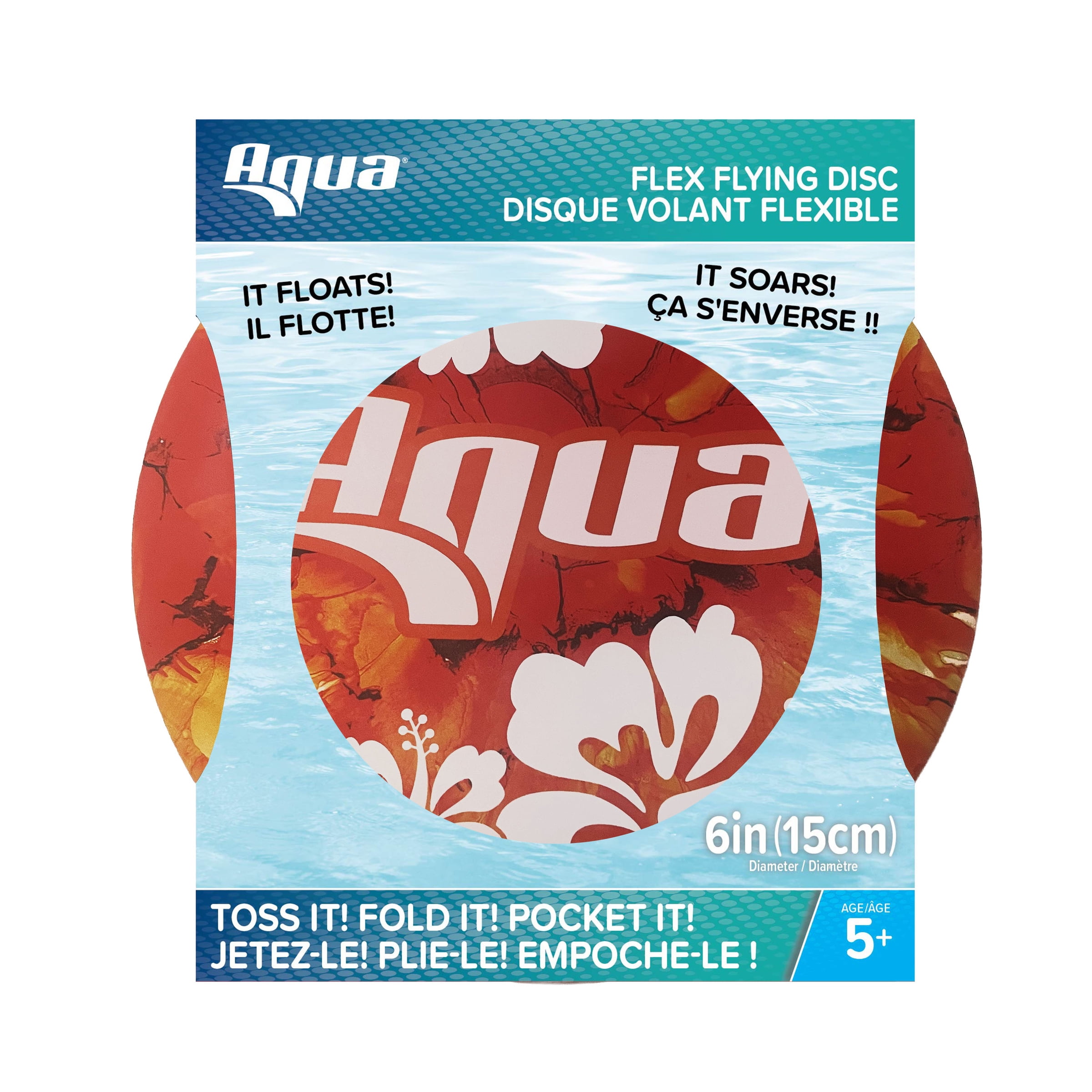 Aqua Leisure 6" Float & Flex Disc – Disque volant souple en silicone flottant pour jouer dans l'eau et en plein air