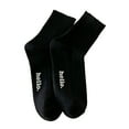 thumbnail image 5 of opolski 1 Pair Women Socks Mid-tube Japanese Style Solid Color High Elasticity Letter Decor Anti-slip Thickened Soft Warm Sweat-absorption Anti-shrink Sports Sock Pink, 5 of 8