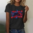 thumbnail image 5 of Clearance Tops under $5! Yrmaups Women Summer Blouse Patriotic Independence Day Lightweight Blouse Round Neck Red White and Blue Short Sleeve American Flag Tunics Clothes, 5 of 7