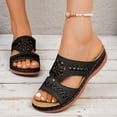 thumbnail image 2 of Dakaela Orthopedic Sandals Women Comfortable Dressy Summer Slip on Slides Arch Support Low Wedges Outdoor Beach Walking Shoes Black Size 6, 2 of 8