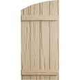 thumbnail image 2 of Ekena Millwork 22"W x 68"H (60 5/8" Low Side) Timberthane Riverwood Four Board Joined Board-n-Batten w/Elliptical Top Faux Wood Shutters (Per Pair), Primed Tan, 2 of 6