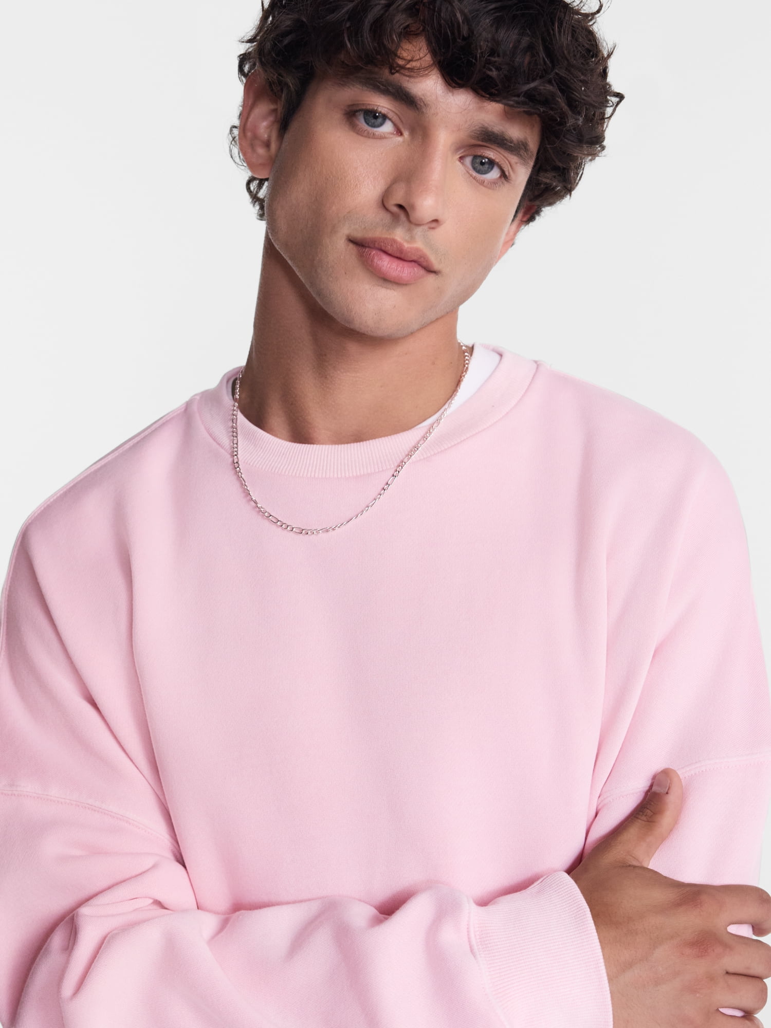 No Boundaries Crewneck Fleece Sweatshirt with Long Sleeves, Men's XS-4XLT