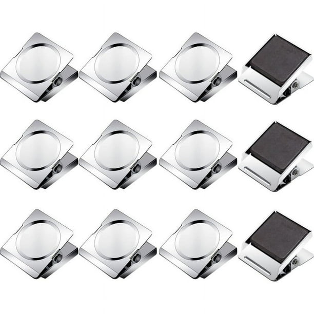 Clips magnéticos de 1,77 pulgadas, paquete de 12 clips resistentes para pizarra blanca, refrigerador, aula, clips metálicos magnéticos grandes para colgar