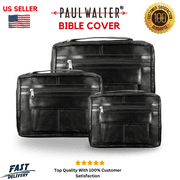 Black Genuine Leather Bible Cover with Handle