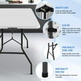thumbnail image 3 of BIQWBIC 6ft Folding Table, Heavy Duty Foldable Table with Handle, Portable Fold-in-Half Utility Tables for Indoor & Outdoor Use Perfect for Camping BBQ Party Wedding Market Events, White, 3 of 8