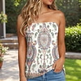 thumbnail image 2 of vigerkar Women's Floral Tube Tops Casual Summer Backless Strapless Top Sleeveless Bandeau Tanks Shirt Khaki, XXL, 2 of 5