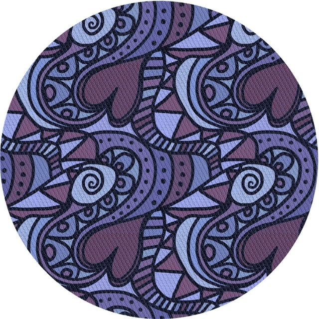 Ahgly Company Machine Washable Indoor Round Transitional Medium Slate Blue Area Rugs, 7' Round