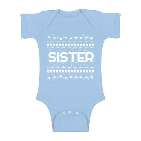 

Awkward Styles Ugly Xmas Baby Outfit Bodysuit Sister Christmas Pattern Romper