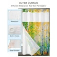 thumbnail image 2 of No Hook Cloth Fabric Shower Curtain with Snap in Liner, Modern Oil Painting Waterproof Shower Curtains Set with See Through Top Window, Green Yellow Leaves Trees Pastoral Bath Curtains Shower 72"x84", 2 of 6
