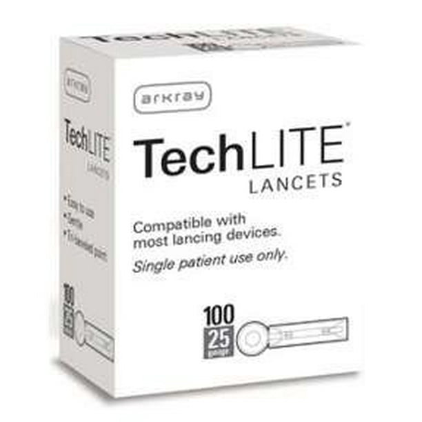 Techlite Lancets (25 Gauge), 100 total