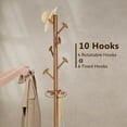 thumbnail image 3 of Solid Wood Coat Rack Freestanding Coat Tree with 10 Hooks, Standing Coat Rack Clothes Jacket Hanger Stand with Sturdy Rounded Base for Entryway,Living,Bedroom (Walnut Brown), 3 of 8