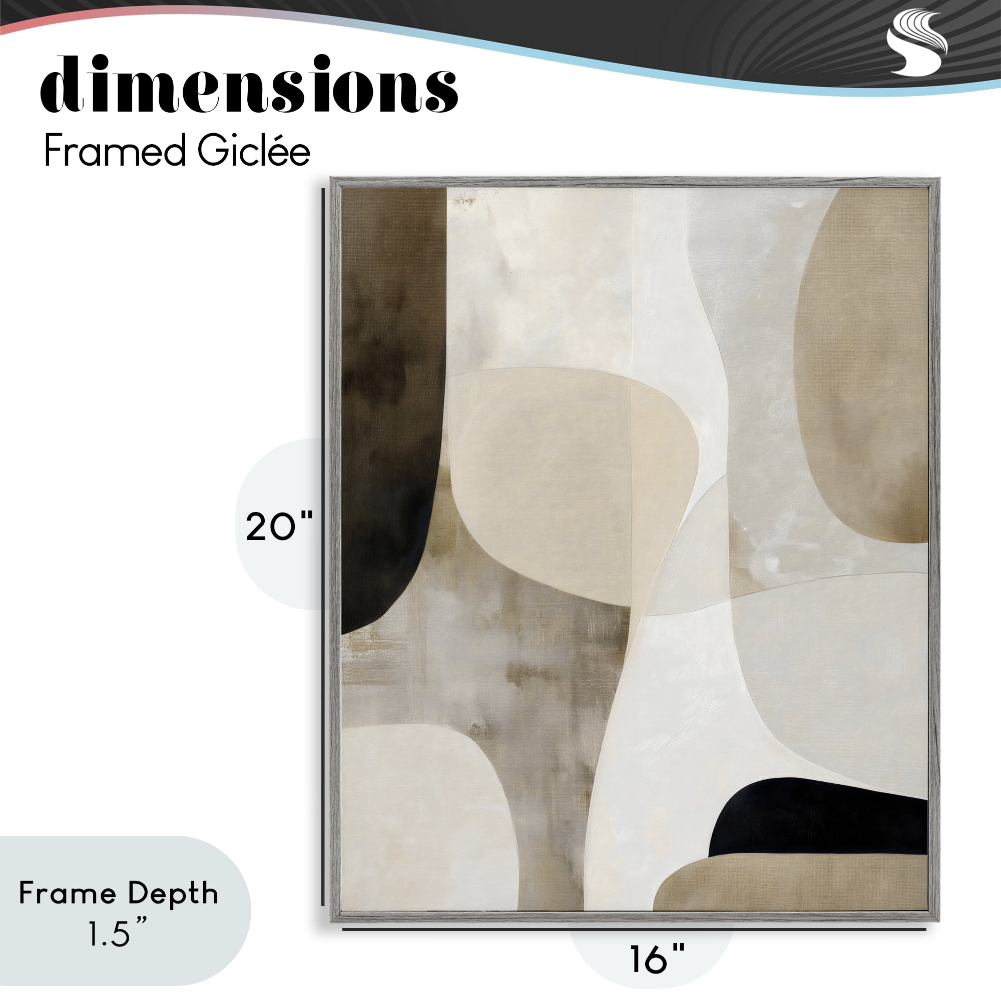 Stupell Industries Tan Shapes Organic Balance Gray Framed Giclee Art, design by Ink Drop Loft