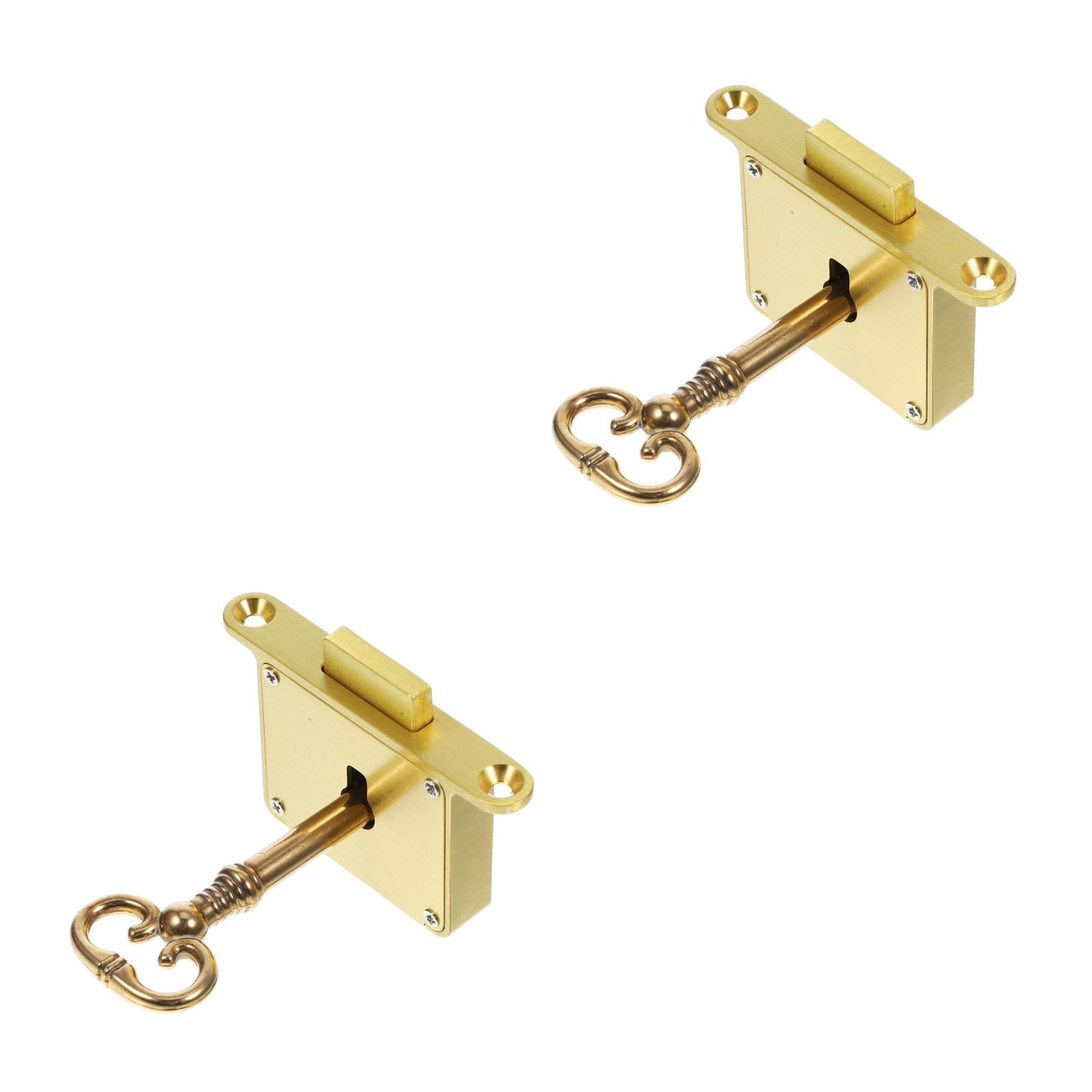 2 Sets Cabinet Lock with Key Desk Locks Kitchen Drawer Golden