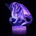 thumbnail image 1 of Lámpara de mesa nocturna 3D con forma de dinosaurio de acrílico con base de ABS, 1 of 1