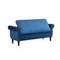 thumbnail image 6 of Holaki 63" Velvet Multi-functional Storage Bench Rectangular Sofa Stool Buttons Tufted Nailhead Trimmed Ottoman Solid Wood Legs with 1 Pillow, Blue, 6 of 9