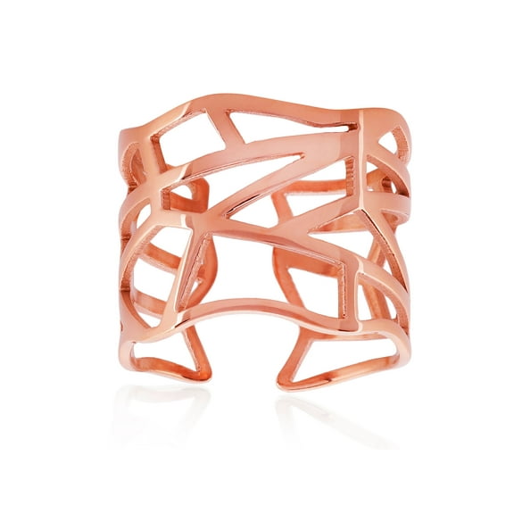 ELYA Jewelry Women's Geometric Rose Gold Open Cuff Ring