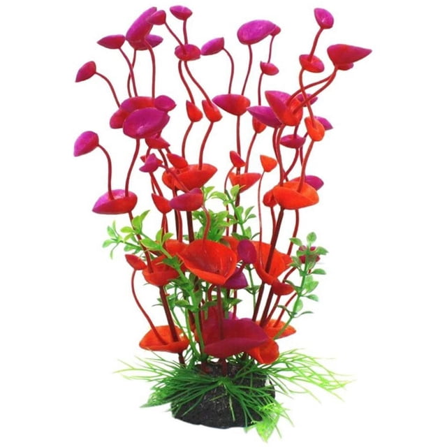 Planta Artificial de Plástico para Decoración de Acuarios, Roja, Talla Única JM