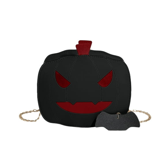 ChicYu Halloween Funny Pumpkin PU Crossbody Bags with Chain One-Shoulder Bags Suitable for Halloween Daily Use Creates Funny Festive Vibe
