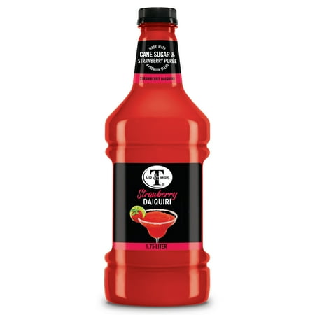 Mr & Mrs T Strawberry Daiquiri Margarita Mix, 1 L, 6 Pack Bottles