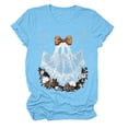 thumbnail image 5 of YDFCWXW Halloween Shirts for Women Spooky Cute Ghost Graphic Tshirt Casual Short Sleeve Tops Sky Blue, M, 5 of 6