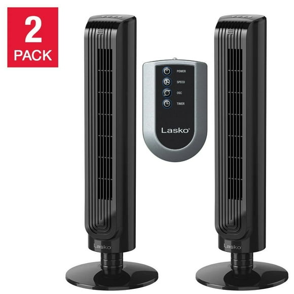Lasko Oscillating Tower Fan 81.3 cm (32 in.), 2-pack | 3 Speeds Fan | Tower Fan