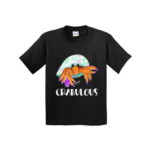 Inktastic Crabulous Cute Hermit Crab with Purple Nail Polish Youth T-Shirt