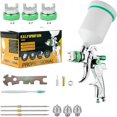 thumbnail image 1 of PISTOLA DE PULVERIZACIÓN de pintura de alta presión profesional Kit de pistola de pulverización de aire Hvlp 600cc pistola de pintura neumática de alimentación por gravedad 1,4mm/1,7mm/2,0mm verde + 3 tamaños Bu esquí esquí Gafas de esquí, 1 of 5