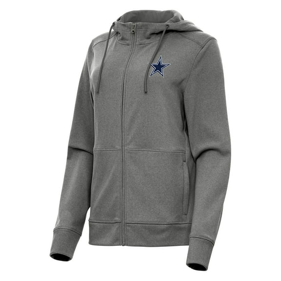 Women's Antigua   Heather Charcoal Dallas Cowboys Seeker Full-Zip Hoodie Jacket