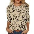 thumbnail image 2 of Hauts d'Entraînement pour Femmes T-shirt Imprimé Mode Manches 3/4 Blouse Col Rond Hauts Décontractés Hauts d'Été 2023 en Solde, 2 of 5